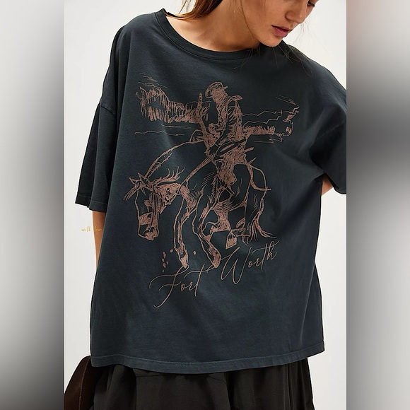 NEW Free People Cowboy Rodeo Onesize Tee - Picture 4 of 14